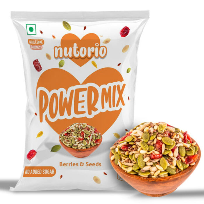 Nutorio Power Mix Snacks 225 Gram, Healthy Snack Mix Seeds and Berries For Eating, High Protein Multi Mix Seeds & Berries Snack (Nutri Mix) (Pack of 15 Each 15gm)