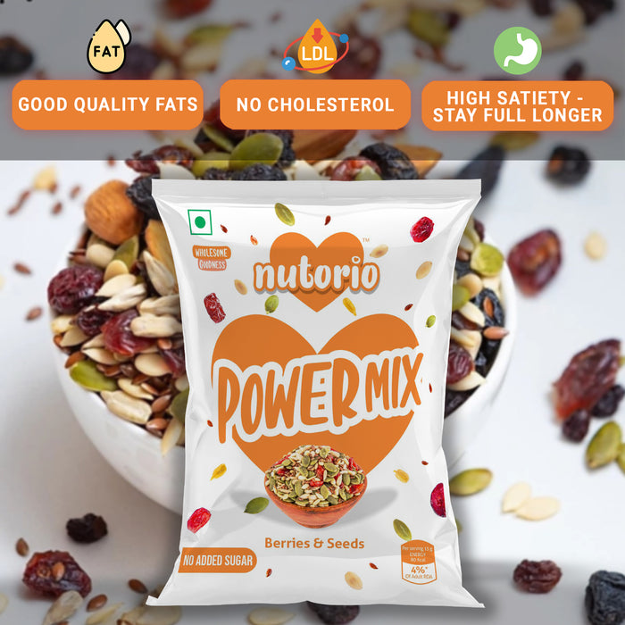 Nutorio Power Mix Snacks 225 Gram, Healthy Snack Mix Seeds and Berries For Eating, High Protein Multi Mix Seeds & Berries Snack (Nutri Mix) (Pack of 15 Each 15gm)