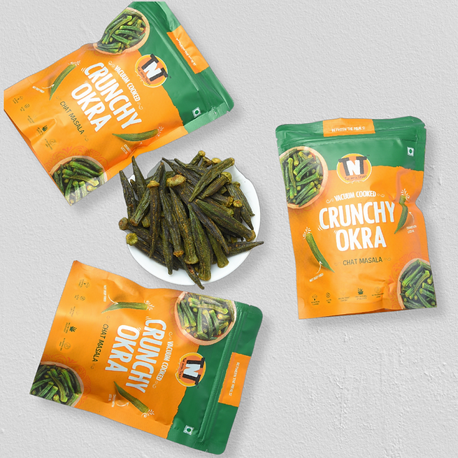 Vacuum Cooked Vegetable Chips Okra with Chat Masala