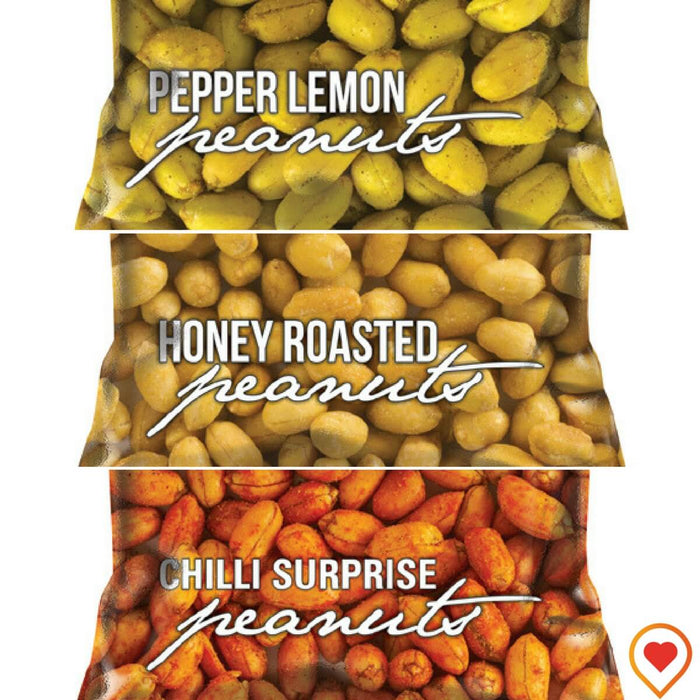AVEAN Flavored Peanuts (Chilli Surprise, Lemon Pepper, Honey Roasted Peanuts)