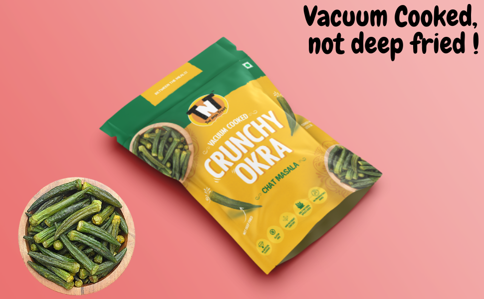 Combo Pack - Vacuum Cooked Vegetable Chips Potato Sticks with Curry & Herbs, Okra with Chat Masala, Kabuli Chana with Curry Masala, Potato Sticks with Salt & Pepper