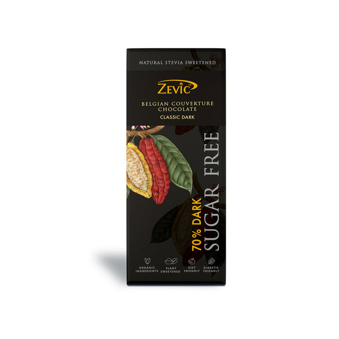 Zevic 70% Belgian Dark Chocolate With Stevia (No added sugar)