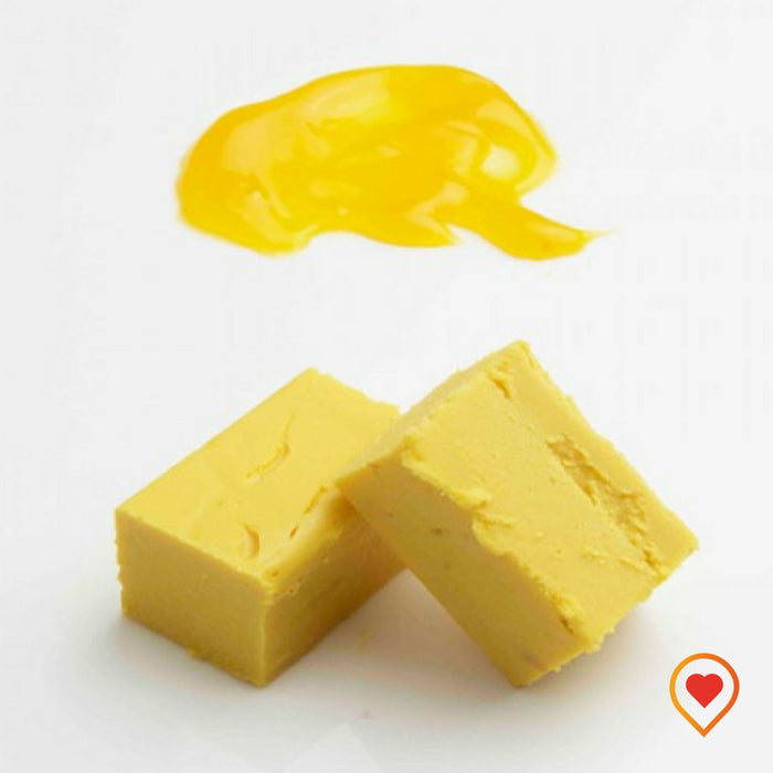 A soft creamy preparation made of sugar, butter ,white Chocolate and mango