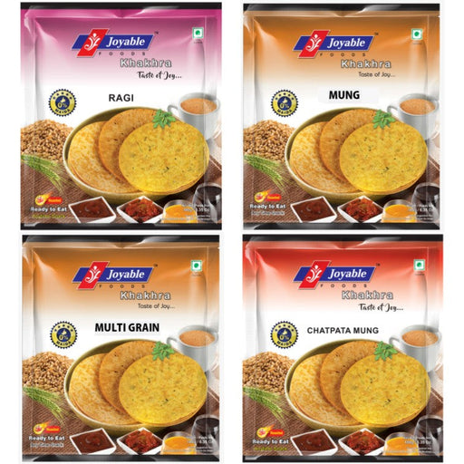 Joyable 4 Flavour Combo-Ragi/ Nachini, Mung, Spicy Multigrain, Chatpata Mung Khakhr