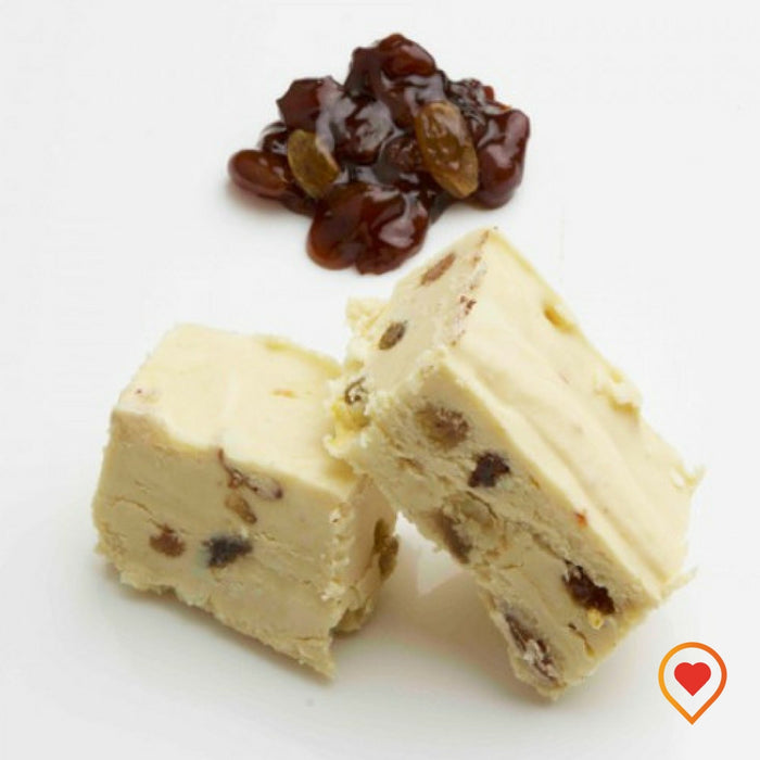 A soft creamy preparation made of sugar, butter ,White Chocolate and Rum& Raisins Concentrate