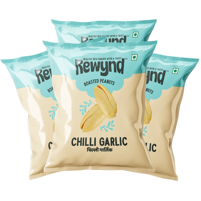 Rewynd Chilly Garlic Peanut - Pack of 4 (4 x 140gm)
